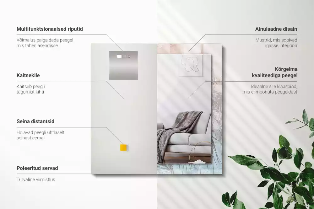 Obdélníkové dekorační zrcadlo Pastelové rostliny