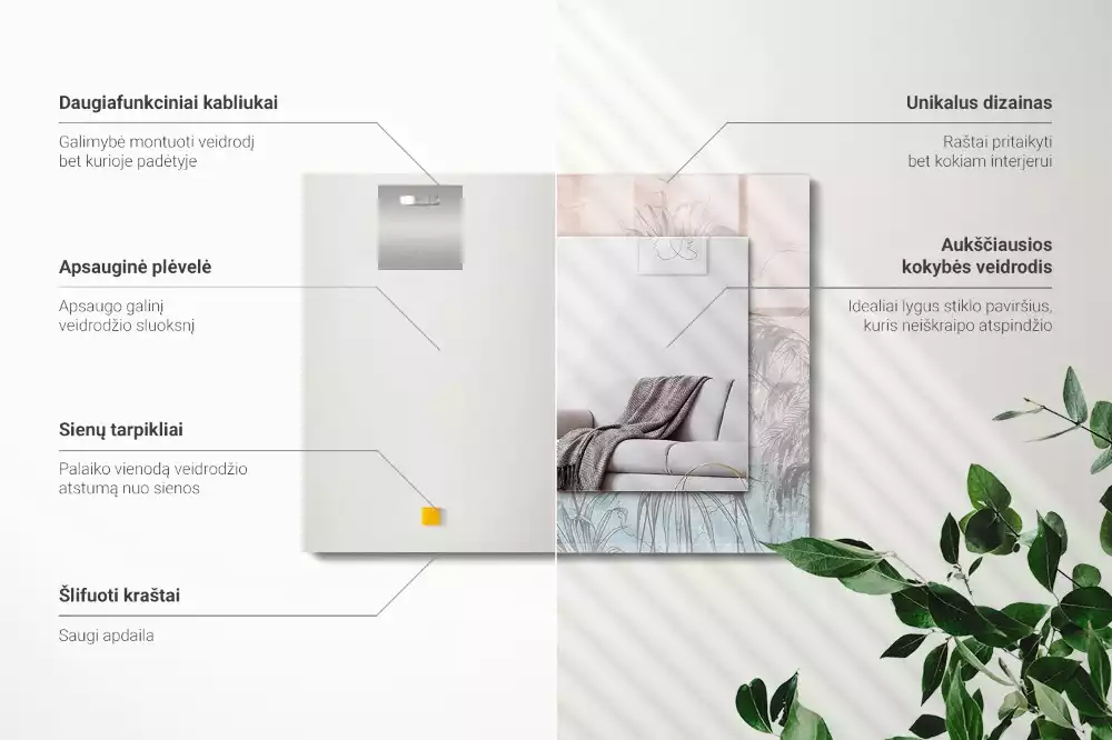 Obdélníkové dekorační zrcadlo Pastelové rostliny