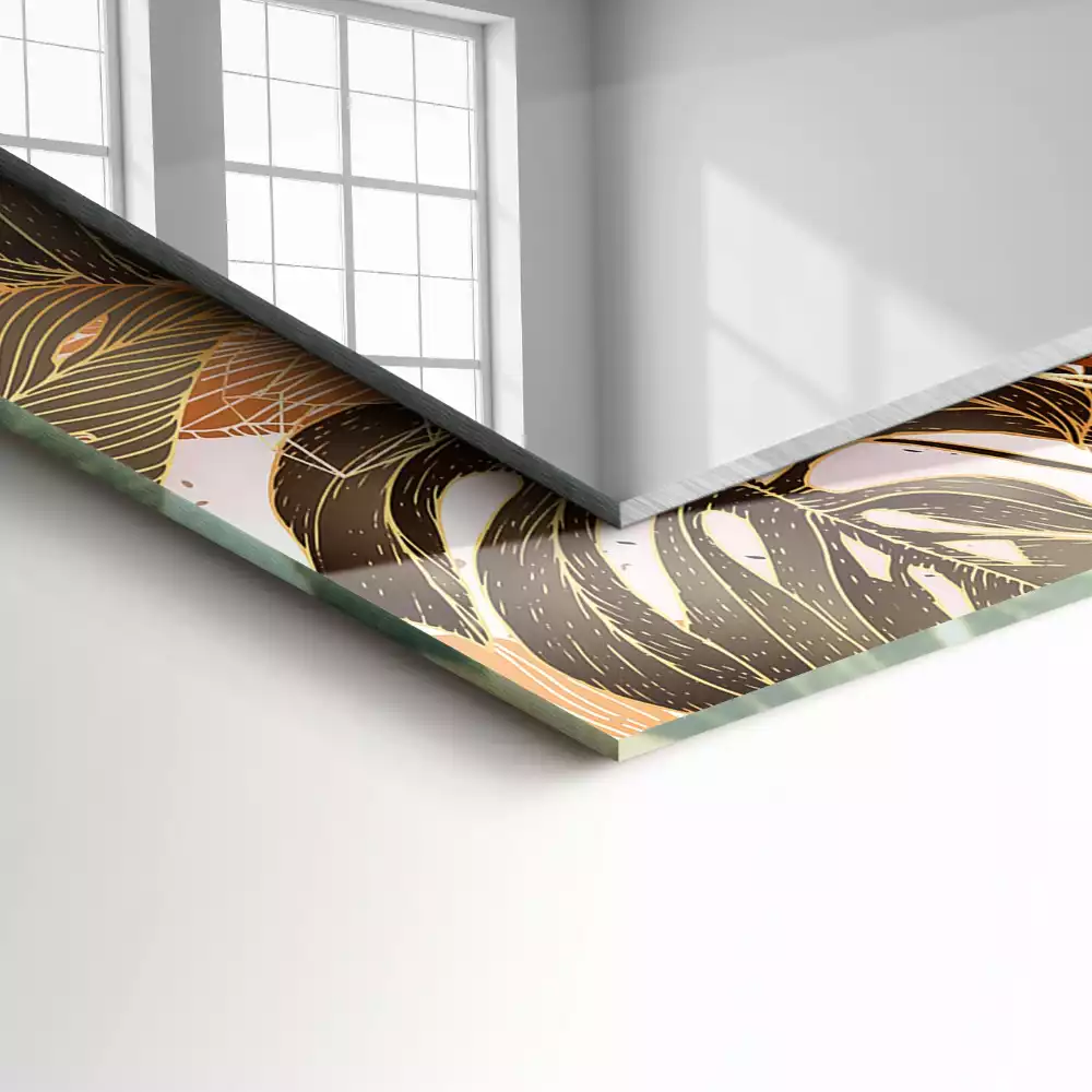 Obdélníkové dekorační zrcadlo Listy tropický vzor