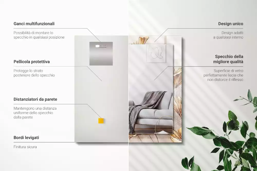 Obdélníkové dekorační zrcadlo Vintage květiny