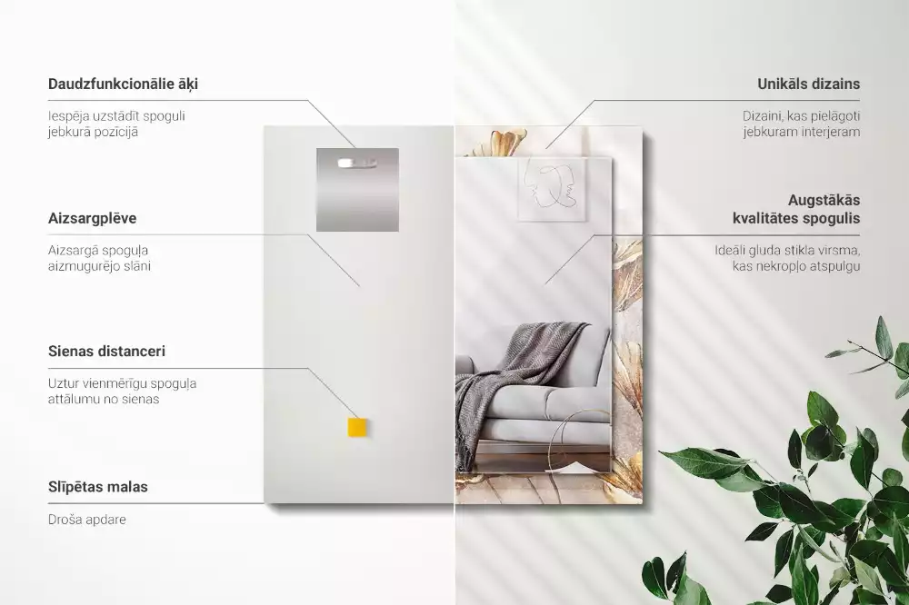 Obdélníkové dekorační zrcadlo Vintage květiny