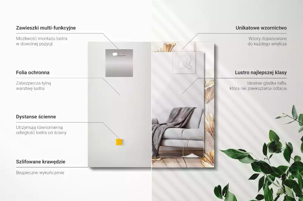 Obdélníkové dekorační zrcadlo Vintage květiny