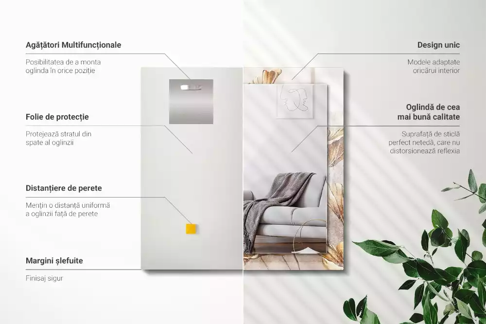 Obdélníkové dekorační zrcadlo Vintage květiny