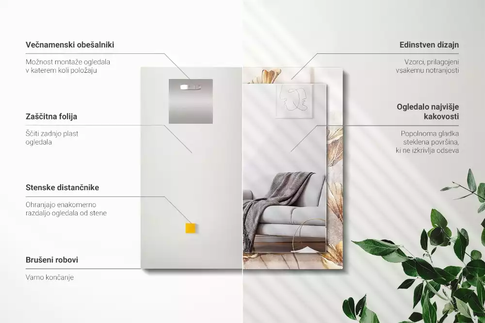 Obdélníkové dekorační zrcadlo Vintage květiny