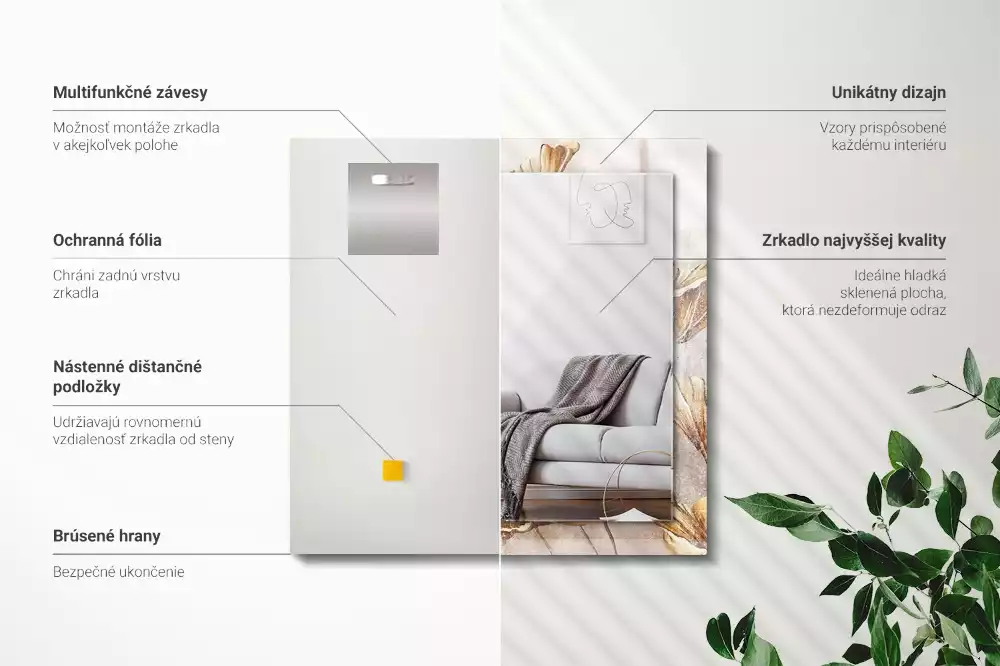 Obdélníkové dekorační zrcadlo Vintage květiny