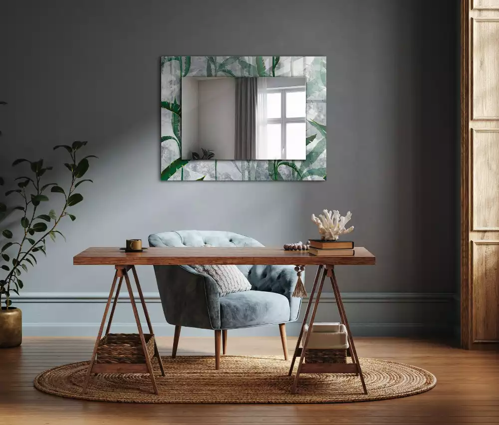 Obdélníkové dekorační zrcadlo Zelené listy rostliny
