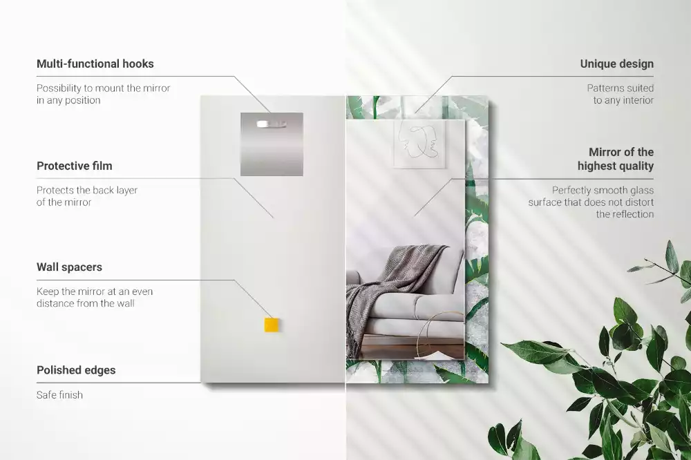 Obdélníkové dekorační zrcadlo Zelené listy rostliny