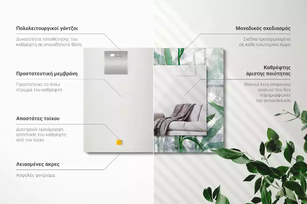 Obdélníkové dekorační zrcadlo Zelené listy rostliny