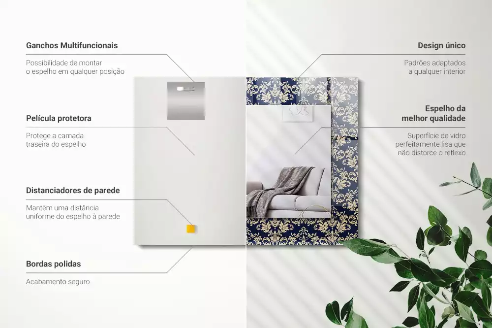 Obdélníkové dekorační zrcadlo Viktoriánský vzor tapety