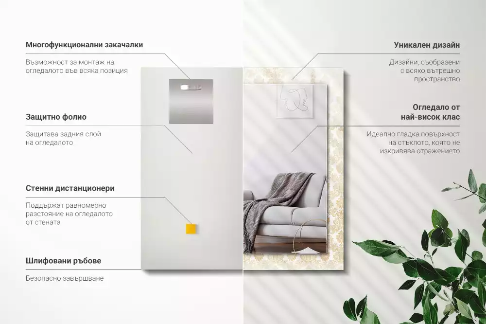 Obdélníkové dekorační zrcadlo Žluté ozdoby