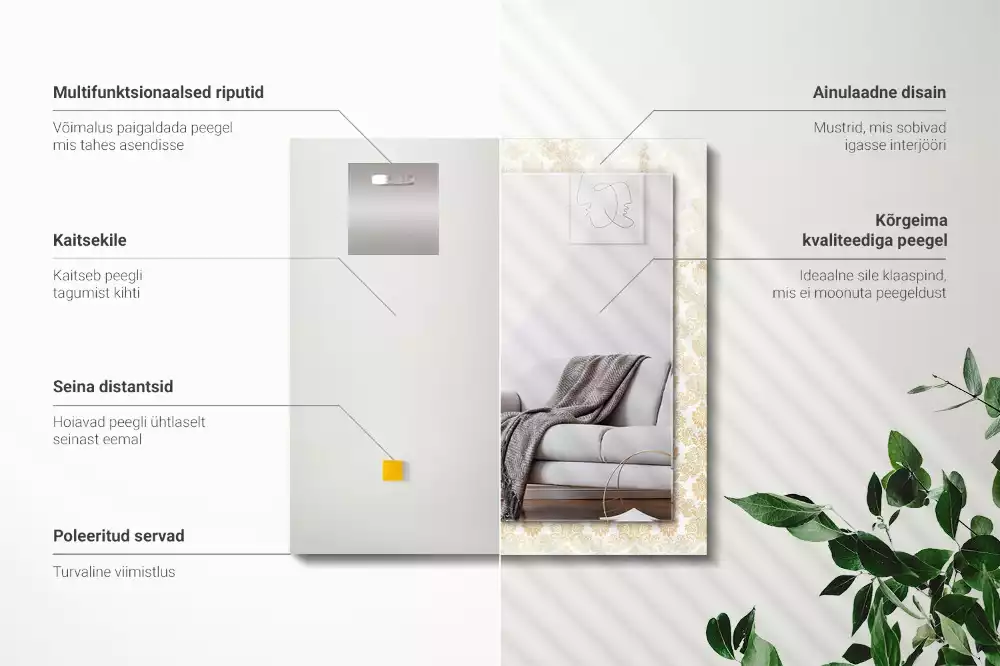 Obdélníkové dekorační zrcadlo Žluté ozdoby