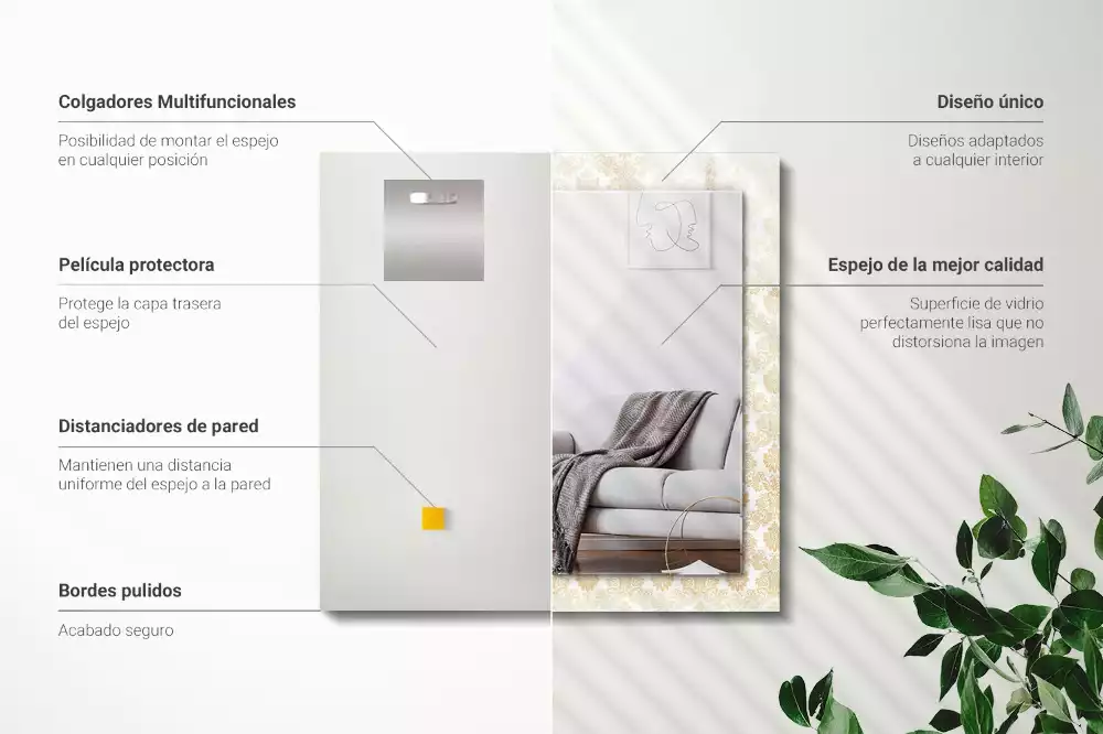 Obdélníkové dekorační zrcadlo Žluté ozdoby