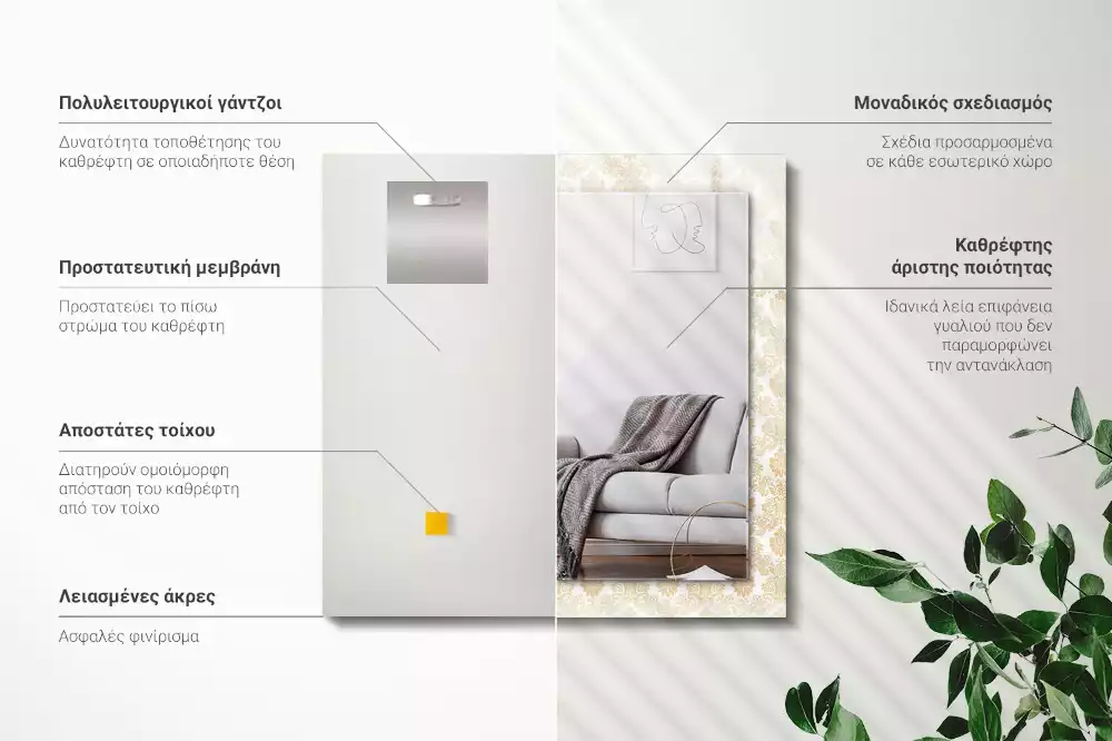 Obdélníkové dekorační zrcadlo Žluté ozdoby