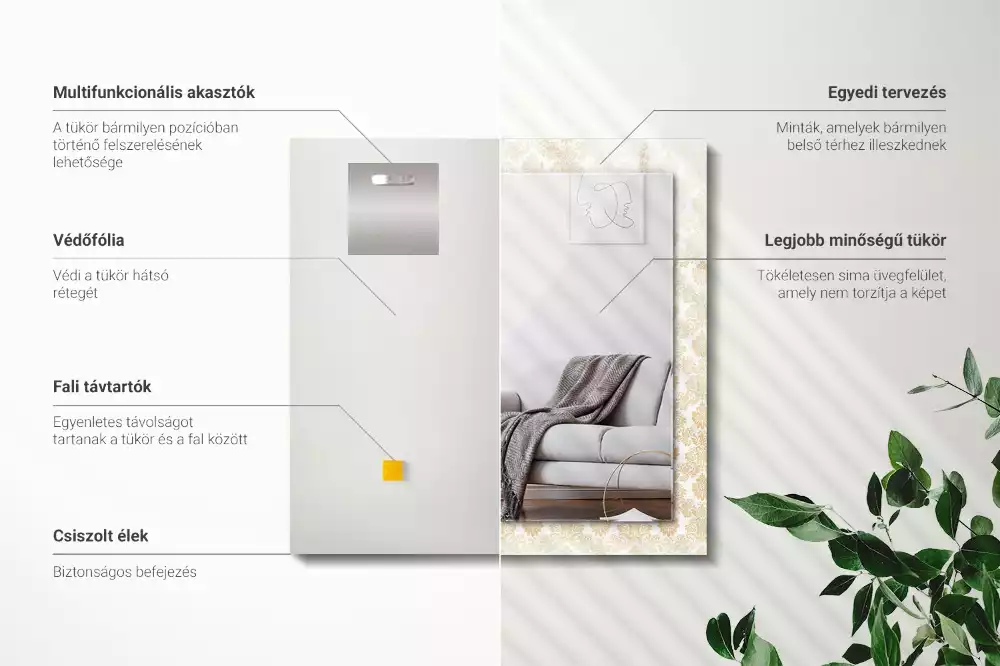 Obdélníkové dekorační zrcadlo Žluté ozdoby