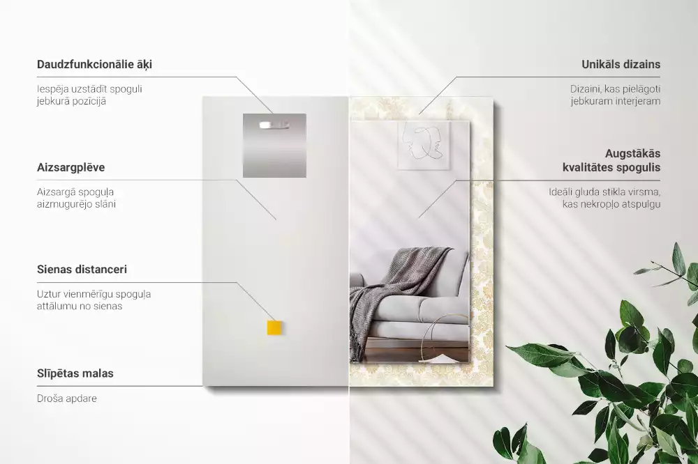 Obdélníkové dekorační zrcadlo Žluté ozdoby