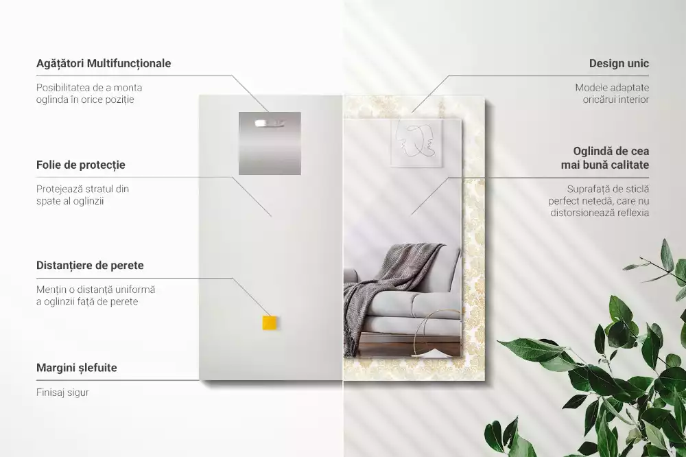 Obdélníkové dekorační zrcadlo Žluté ozdoby