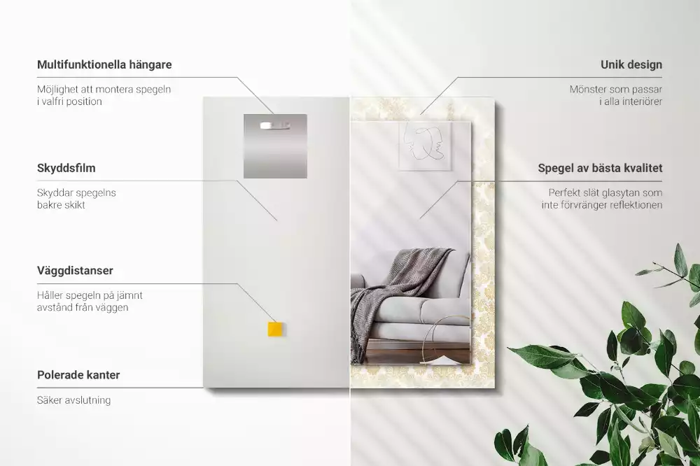 Obdélníkové dekorační zrcadlo Žluté ozdoby