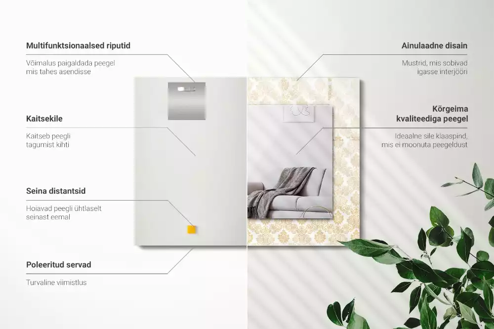 Obdélníkové dekorační zrcadlo Žluté ozdoby