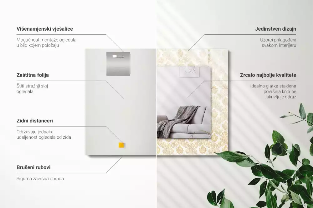 Obdélníkové dekorační zrcadlo Žluté ozdoby