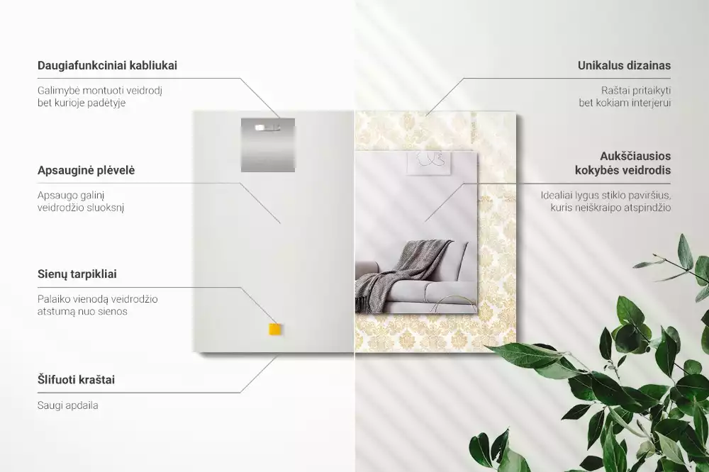 Obdélníkové dekorační zrcadlo Žluté ozdoby