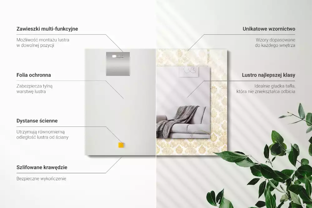 Obdélníkové dekorační zrcadlo Žluté ozdoby