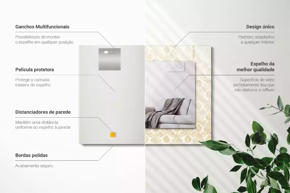 Obdélníkové dekorační zrcadlo Žluté ozdoby