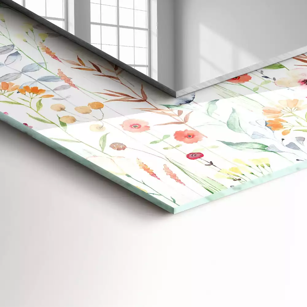 Obdélníkové dekorační zrcadlo Květinový vzor akvarel