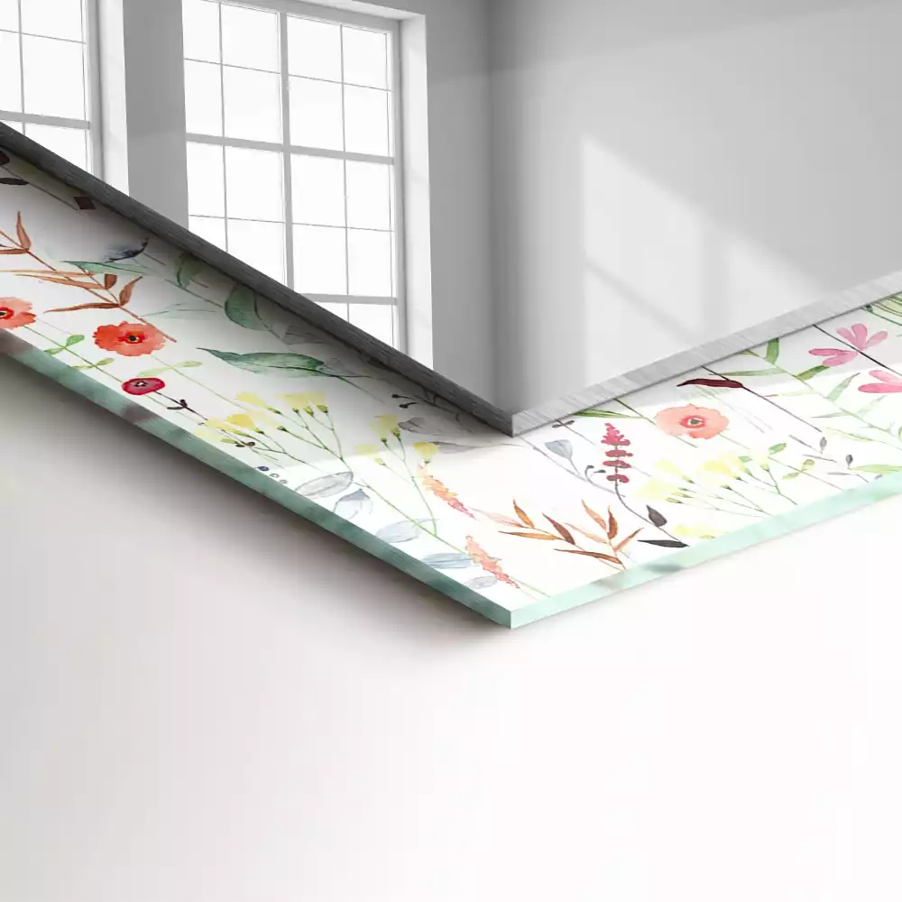 Obdélníkové dekorační zrcadlo Květinový vzor akvarel