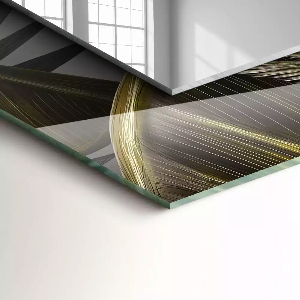 Obdélníkové dekorační zrcadlo Květiny a kolibříci