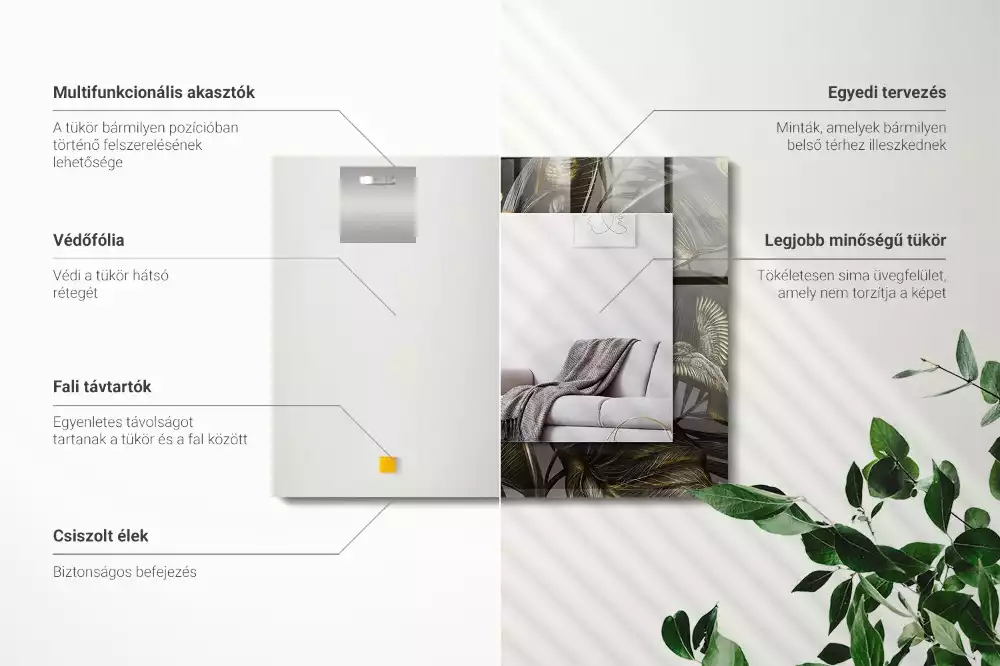 Obdélníkové dekorační zrcadlo Květiny a kolibříci