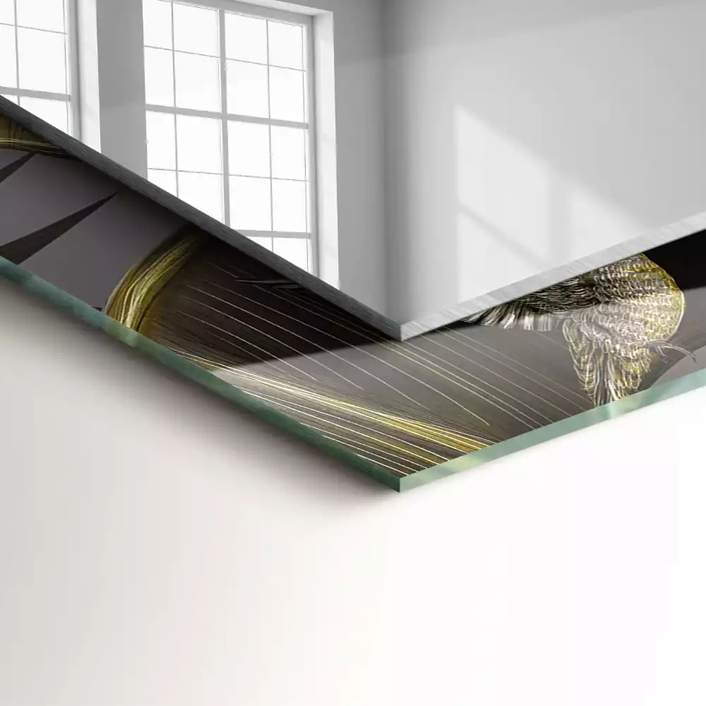 Obdélníkové dekorační zrcadlo Květiny a kolibříci