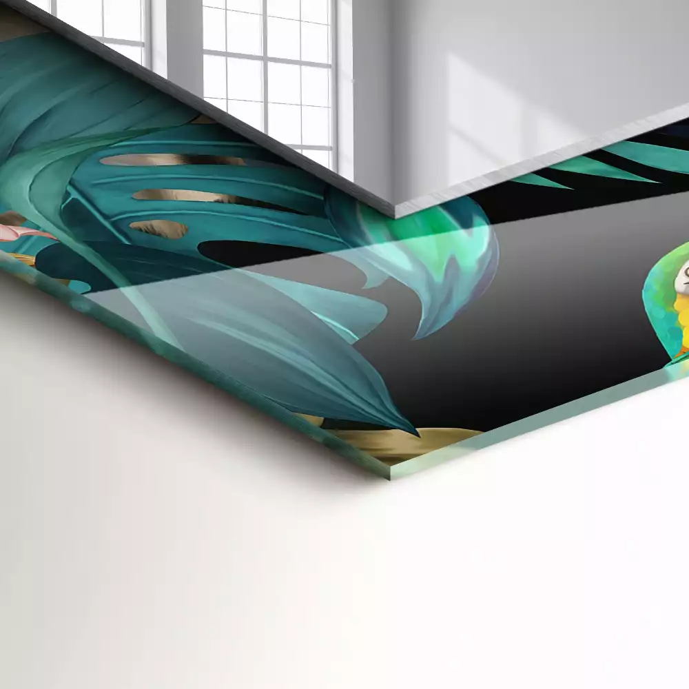 Obdélníkové dekorační zrcadlo Tygři papoušci džungle