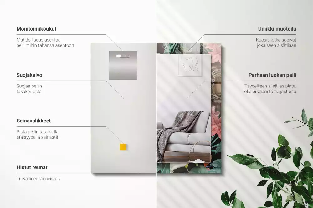 Obdélníkové dekorační zrcadlo Tygři papoušci džungle