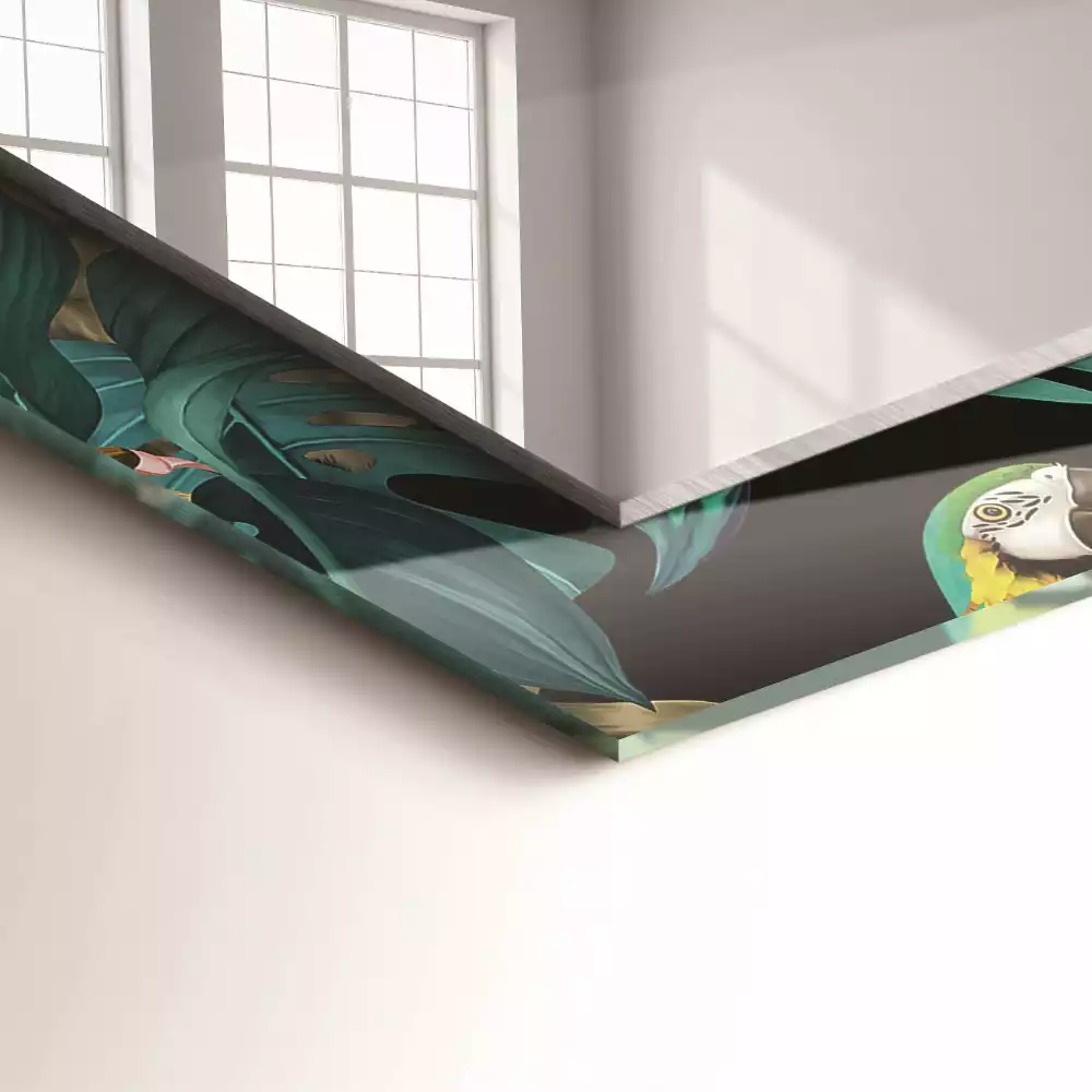 Obdélníkové dekorační zrcadlo Tygři papoušci džungle