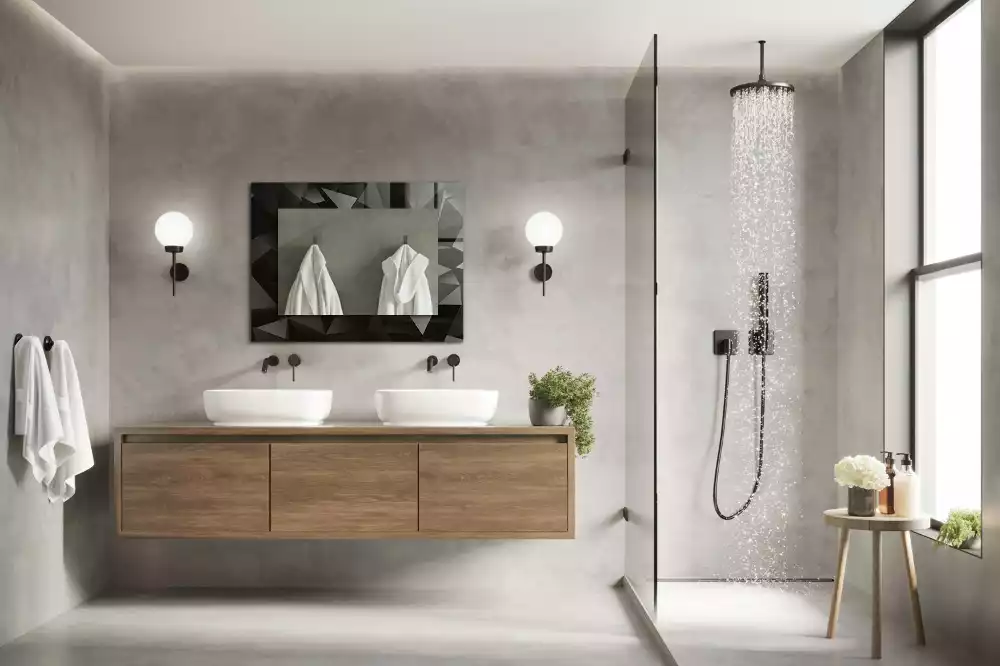 Obdélníkové dekorační zrcadlo Černé geometrické tvary