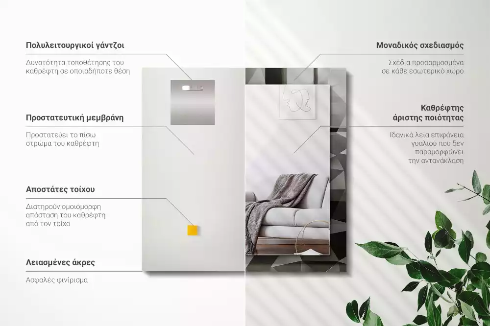 Obdélníkové dekorační zrcadlo Černé geometrické tvary