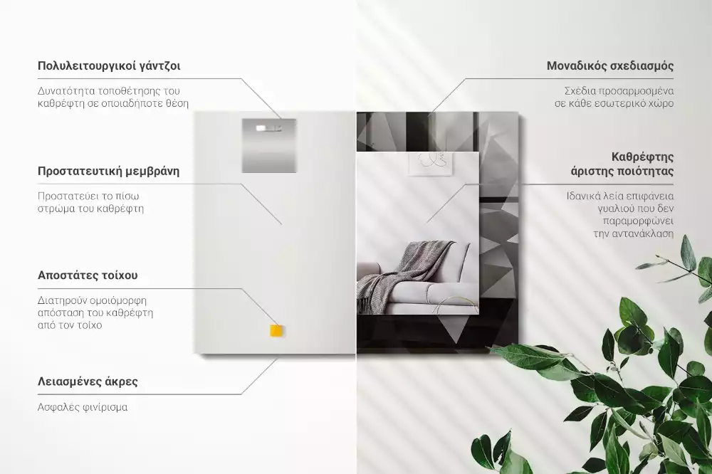 Obdélníkové dekorační zrcadlo Černé geometrické tvary