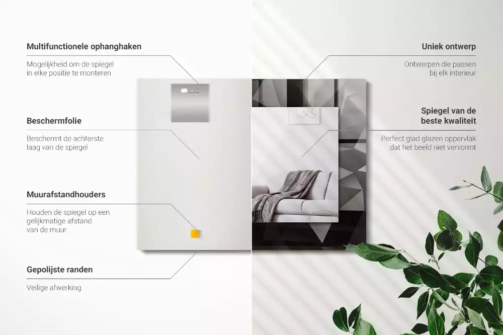 Obdélníkové dekorační zrcadlo Černé geometrické tvary