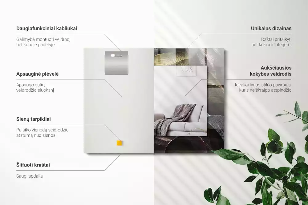 Obdélníkové dekorační zrcadlo Barevné listy rostlin