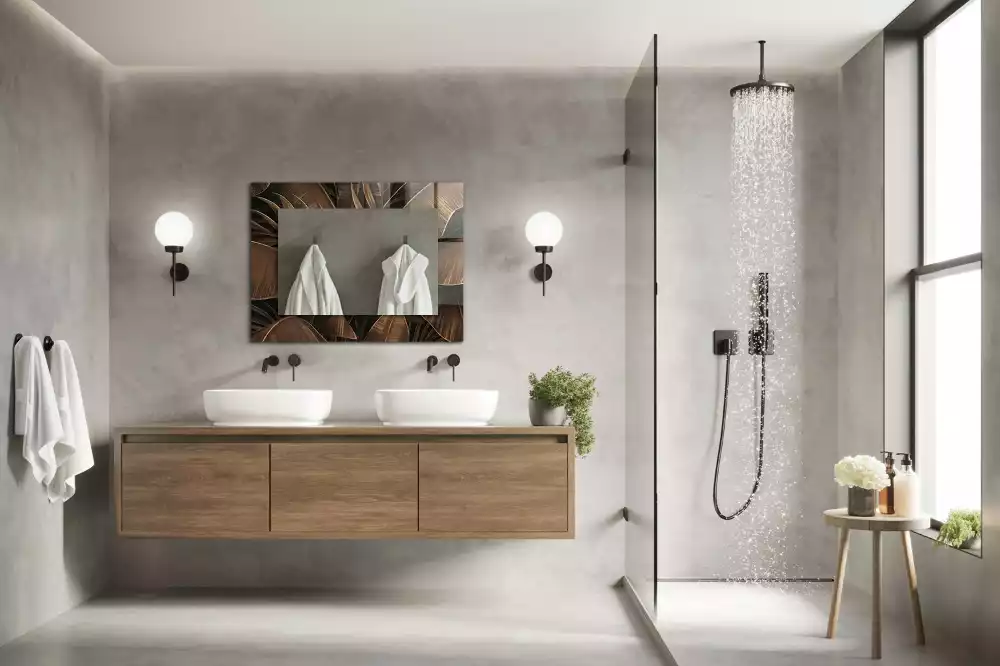 Obdélníkové dekorační zrcadlo tropické listy