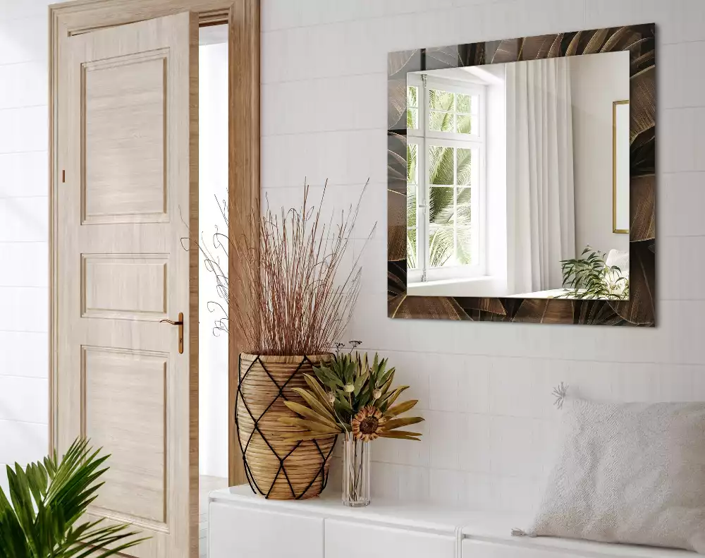 Obdélníkové dekorační zrcadlo tropické listy