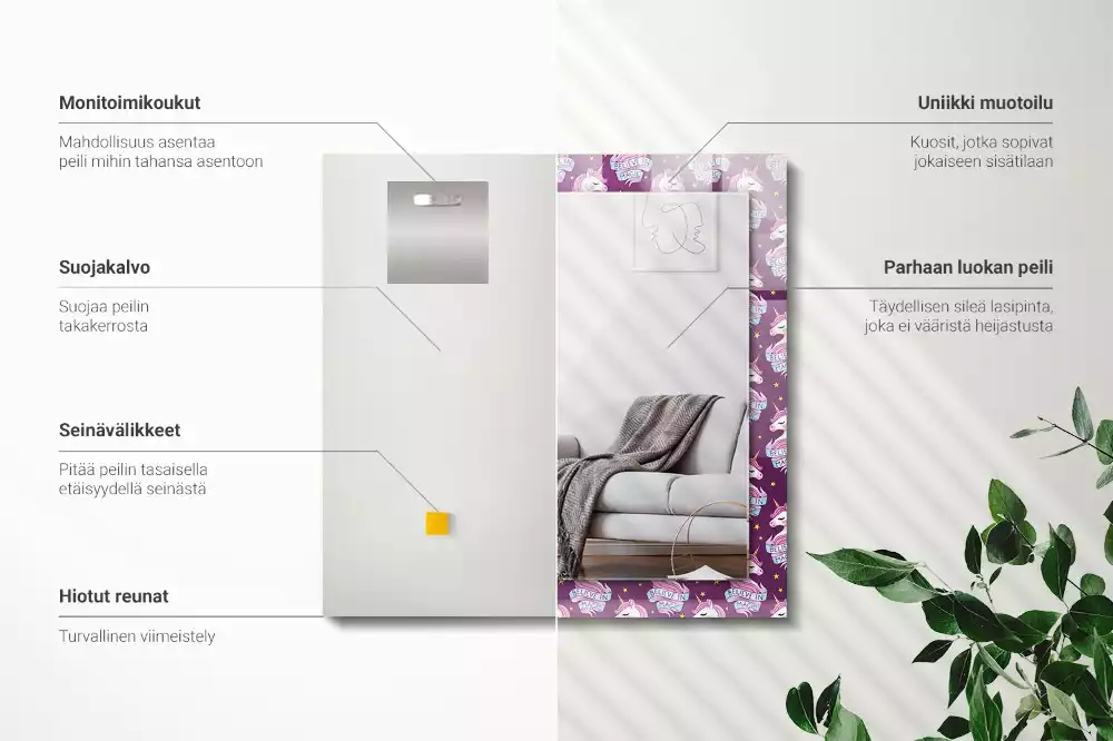 Obdélníkové dekorační zrcadlo Nápis hvězd jednorožců