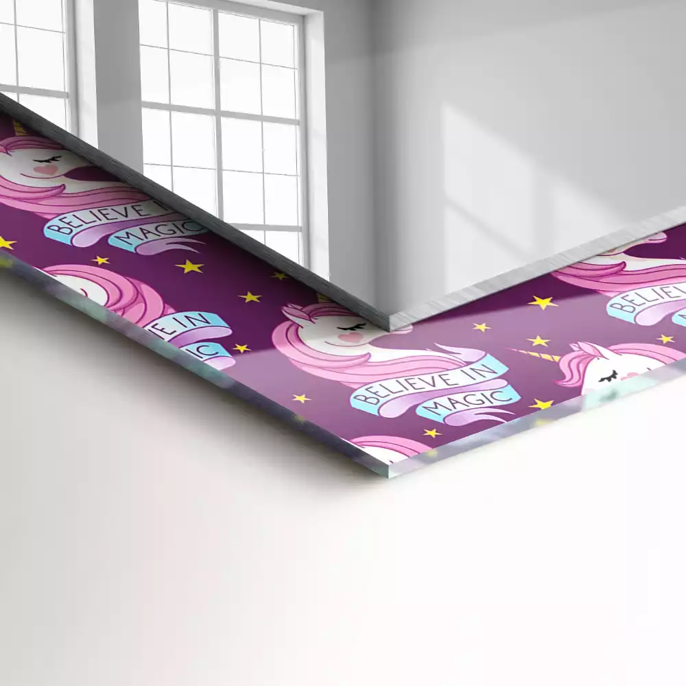 Obdélníkové dekorační zrcadlo Nápis hvězd jednorožců