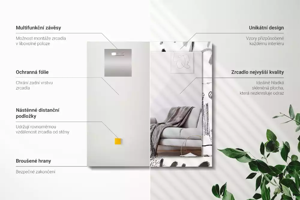 Obdélníkové dekorační zrcadlo Abstraktní moderní vzory