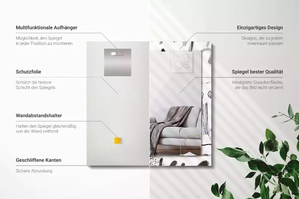 Obdélníkové dekorační zrcadlo Abstraktní moderní vzory