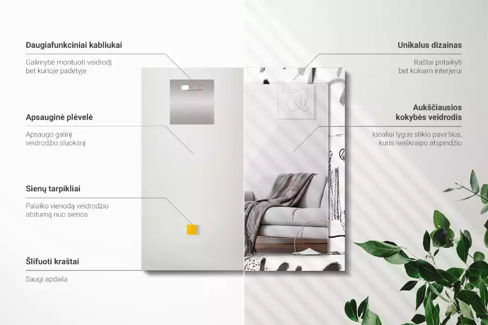 Obdélníkové dekorační zrcadlo Abstraktní moderní vzory