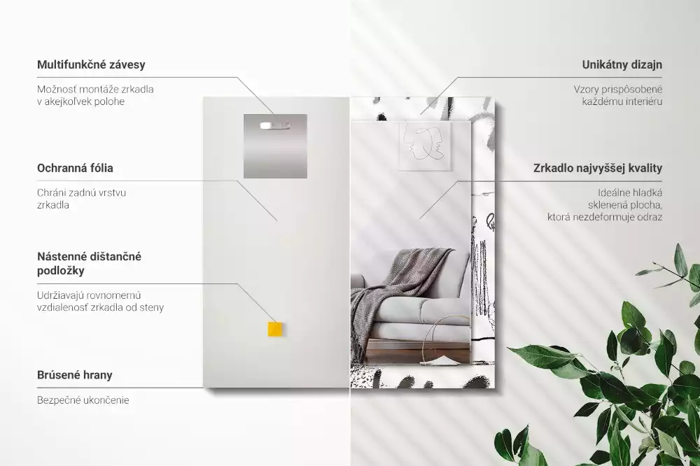 Obdélníkové dekorační zrcadlo Abstraktní moderní vzory