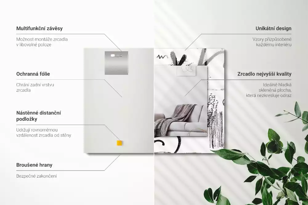 Obdélníkové dekorační zrcadlo Abstraktní moderní vzory