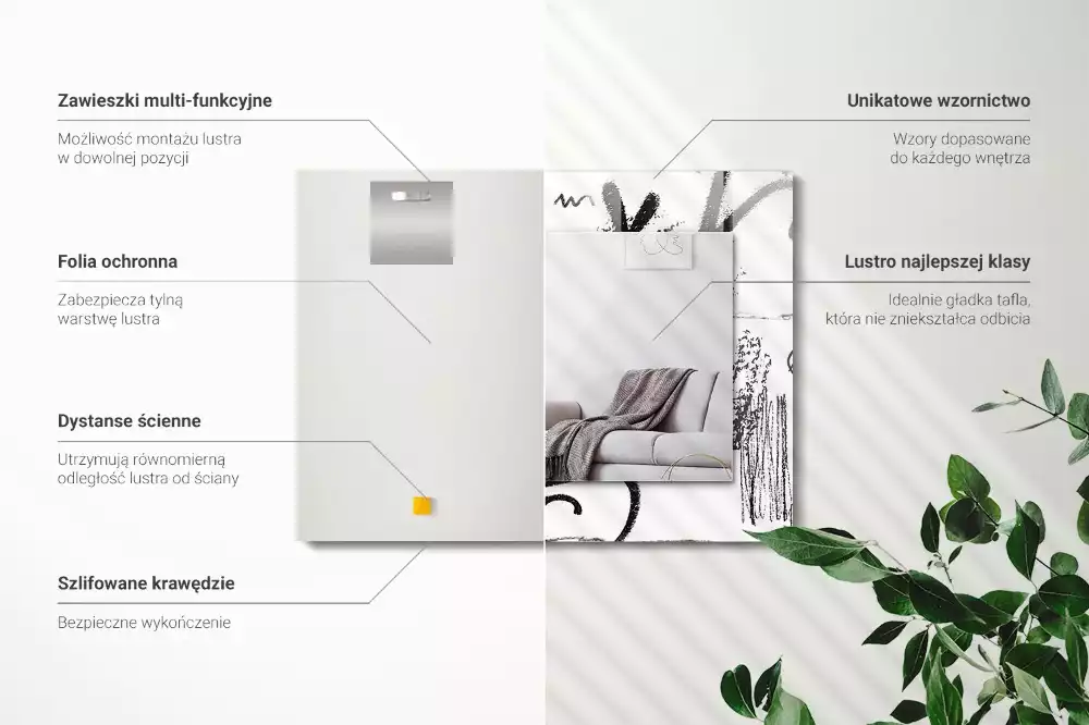 Obdélníkové dekorační zrcadlo Abstraktní moderní vzory