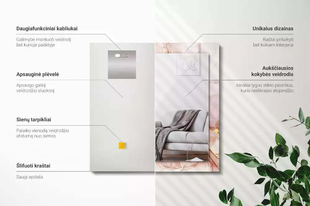 Obdélníkové dekorační zrcadlo Abstraktní akvarel umění